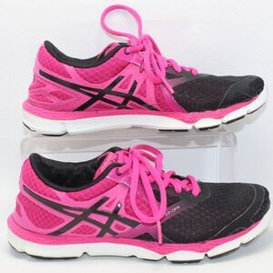 Asics 33-DFA Womens Running Shoes Pink Black T582N Size 6.5 Sneakers